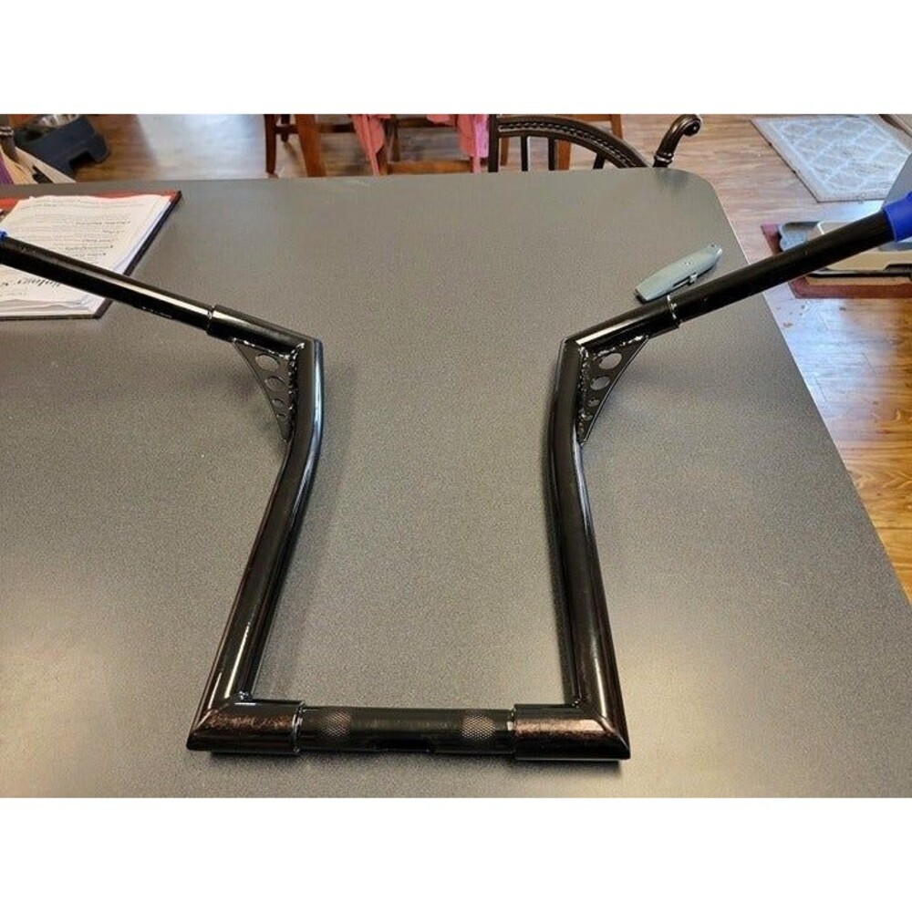 TIGERSGATE 1-1/4" Gloss Black Rise Ape Hangers Handlebar 16-Inch Z bar